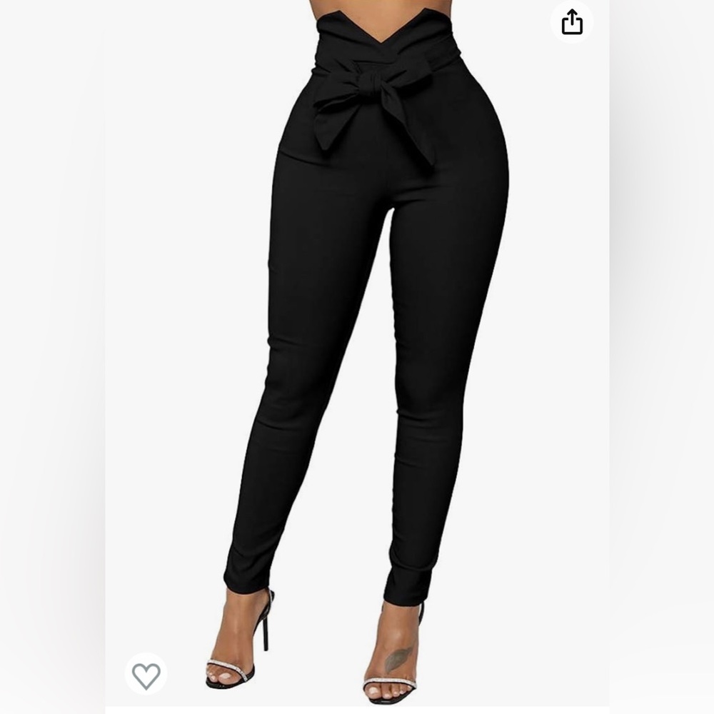 Black Asymmetrical Waist Belted Skinny Pants